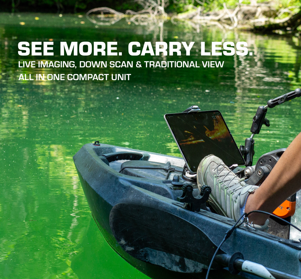 PingLive Mini on a fishing kayak